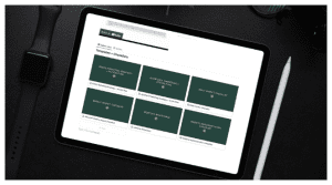 a notion dashboard with templates and checklists for the green marketing academy's training